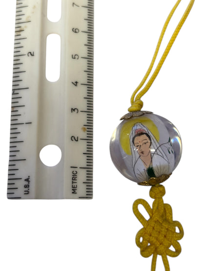 22435 - Yellow Kwan Yin Hanging Charm Pendant |Clear-227|