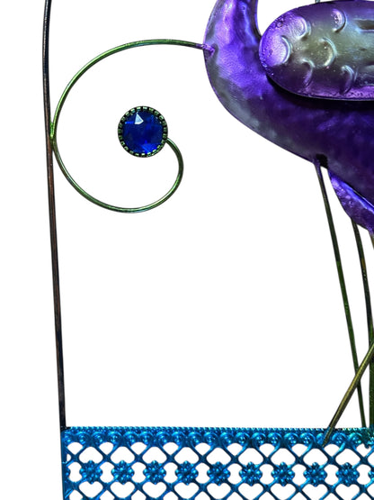 23257 - 13.5X10" Metal Yard Art Purple Flamingo Hanging Sign |G-15|