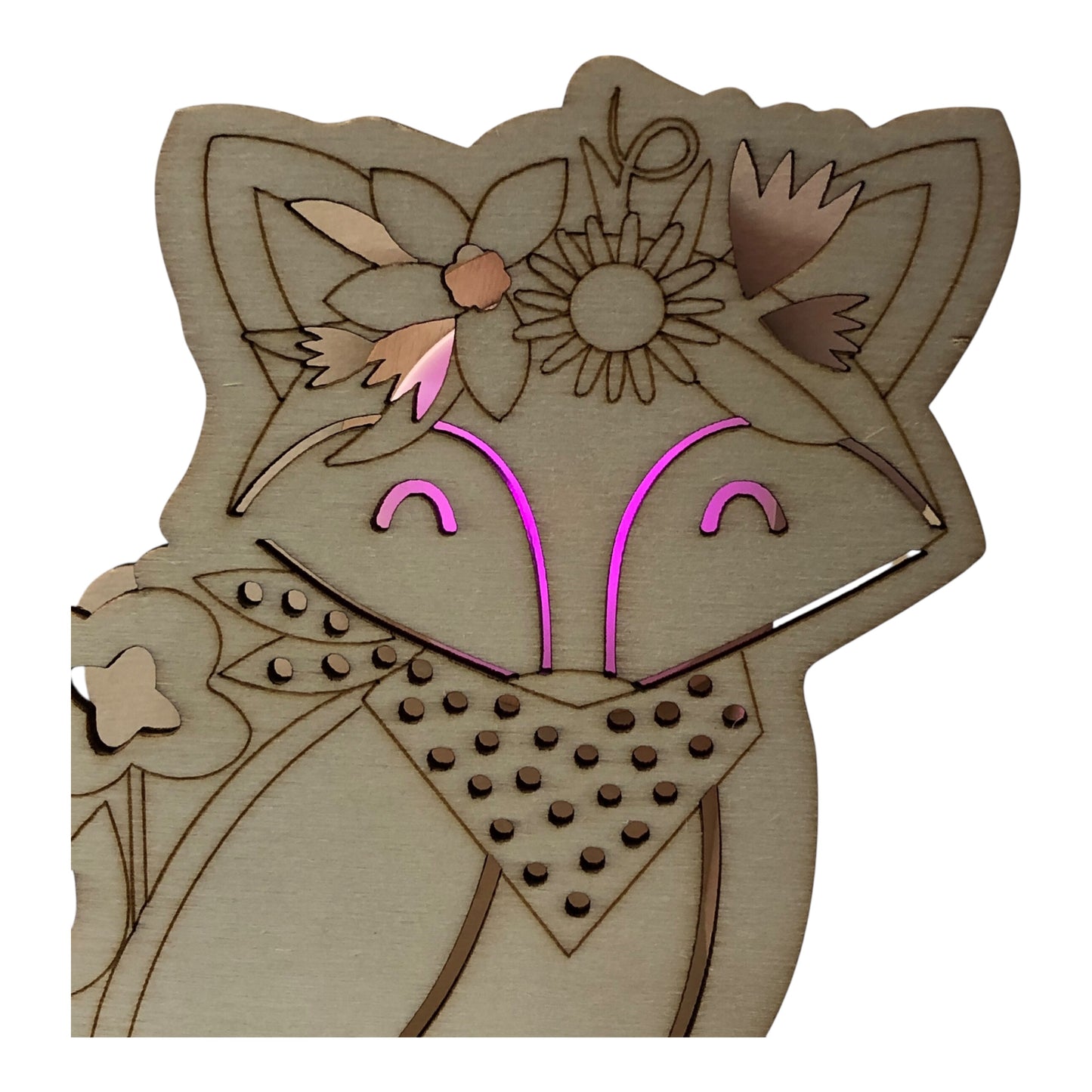35100 - Craft Set Spring Flower Wood Cut Fox Mouse and Narwal DIY Light Ups |1-34|