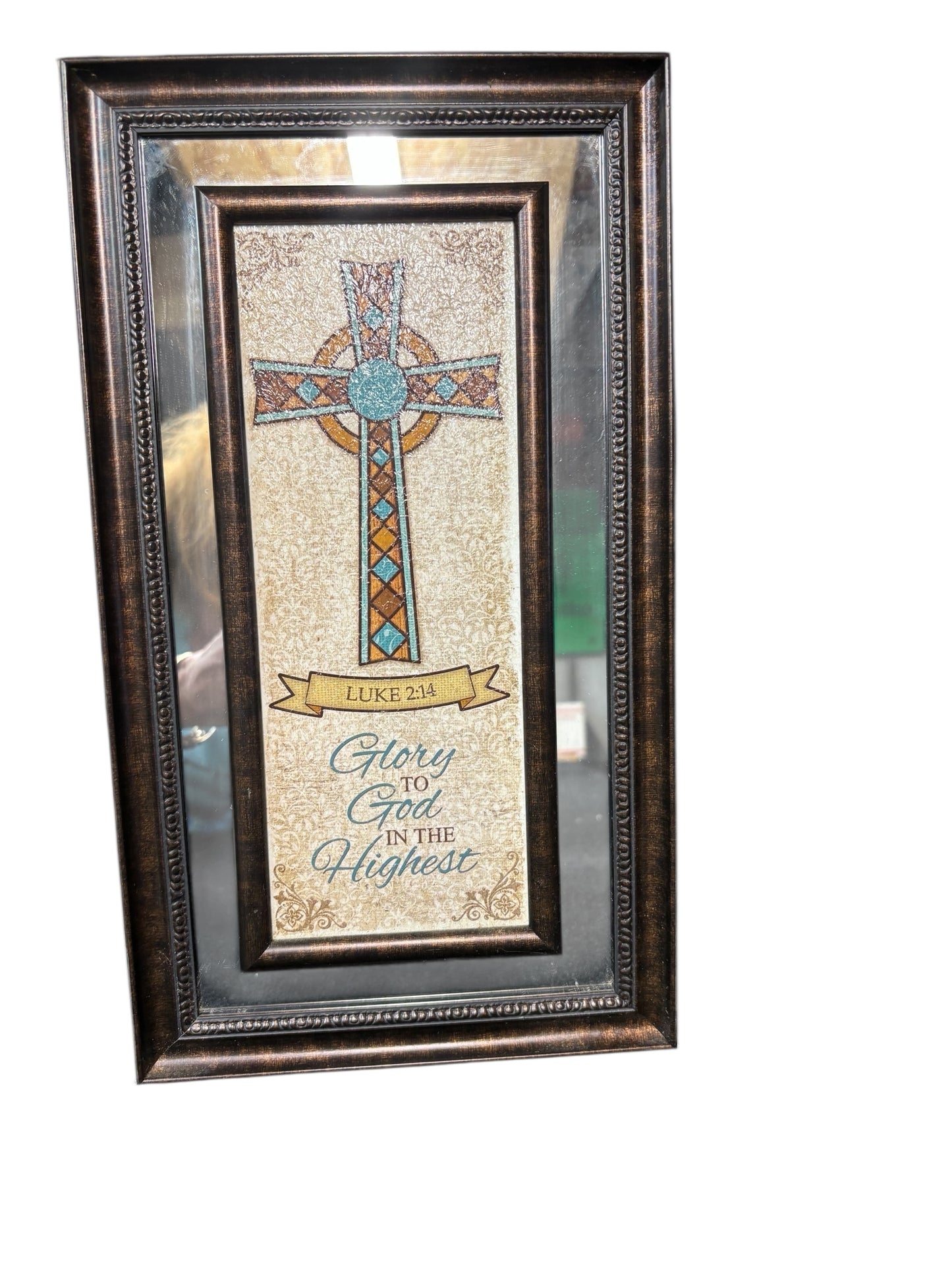 39651 - Luke 2:14 Glory to God Mirror Framed Print 13.5x8 |18-17|