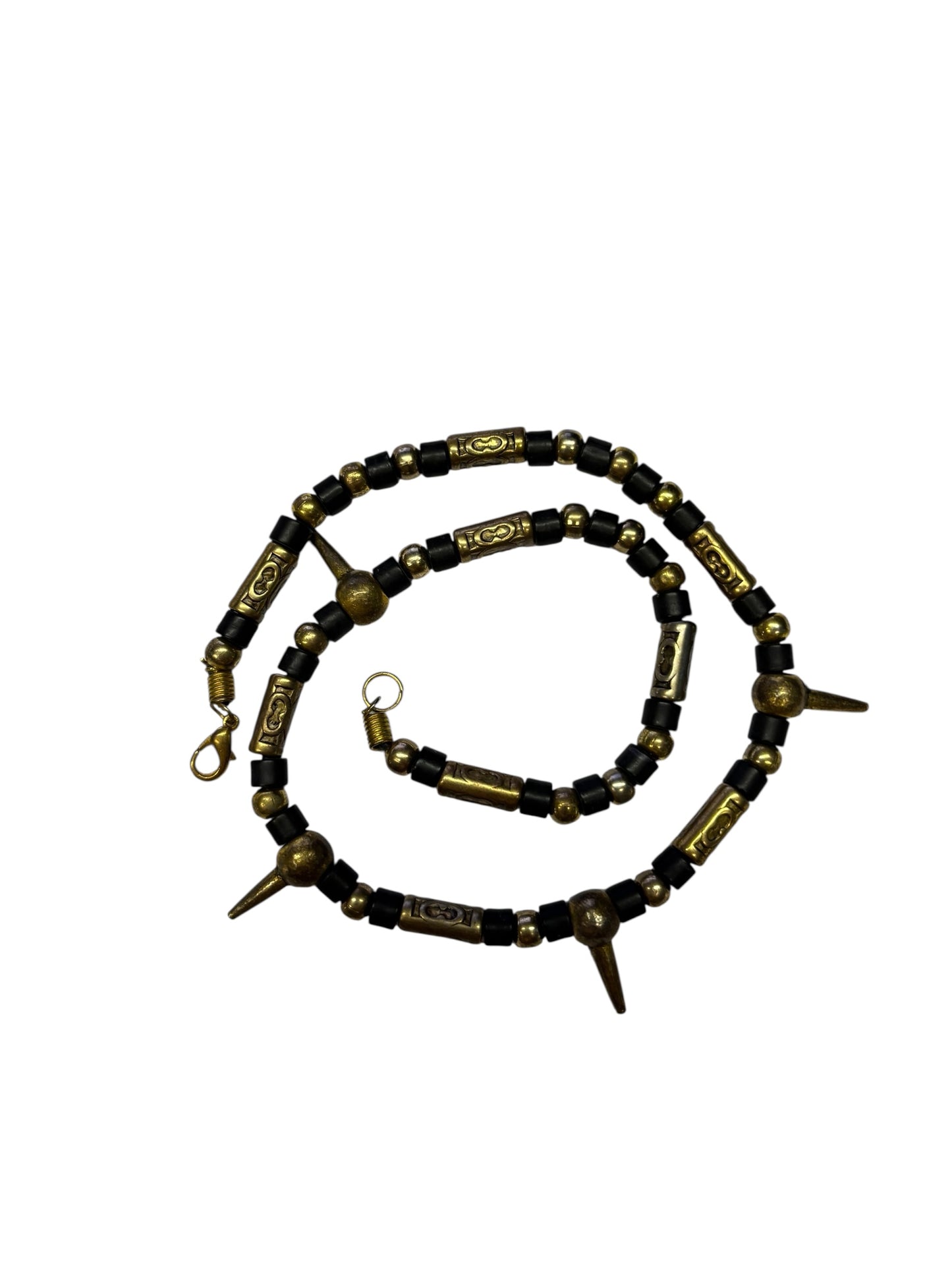 43359 - 18" Industrial Spike Necklace Black and Brass |Clear-133|