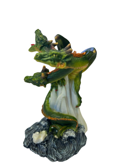 40532 - Three Headed 5" Resin Green Dragon on Ice |Store|