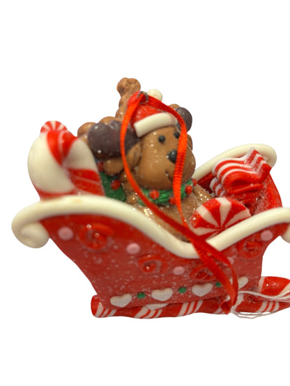 32944 - Dog in Red Sleigh Ornament |Pod 2-61|