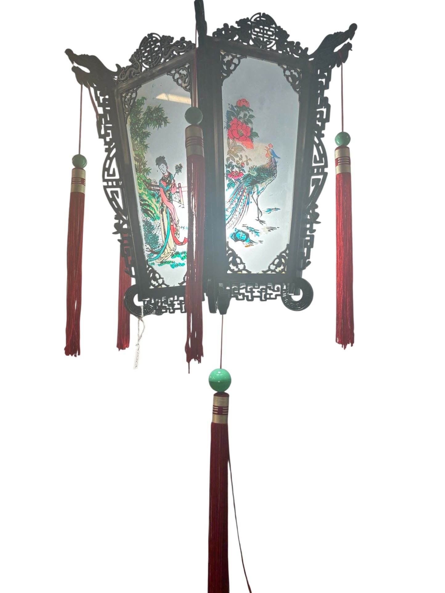 15201 - Wood Palace Lantern Wall Mount Hand Painted 13"x12" |Store| |13-28|