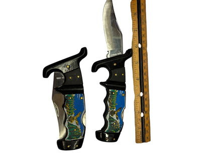 7466 - Set of 2 9" Folding Knife Eagle Mountain Stainless Blade |85|