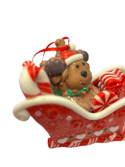 32944 - Dog in Red Sleigh Ornament |Pod 2-61|