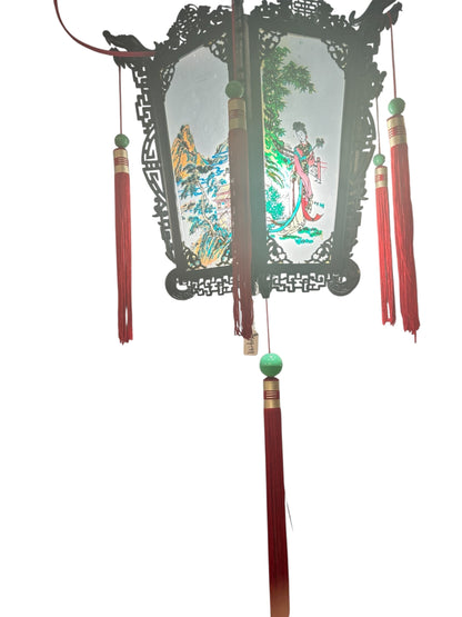15201 - Wood Palace Lantern Wall Mount Hand Painted 13"x12" |Store| |13-28|