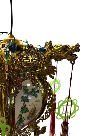 42349 - Electric Spinning Dragon Oriental Lantern 11.5"x10.5" |13-28|