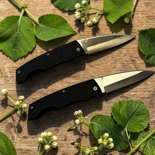 651 - Set of 2 Black Folding Plain Lockback |85|