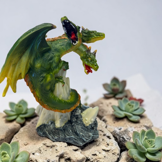40532 - Three Headed 5" Resin Green Dragon on Ice |Store|