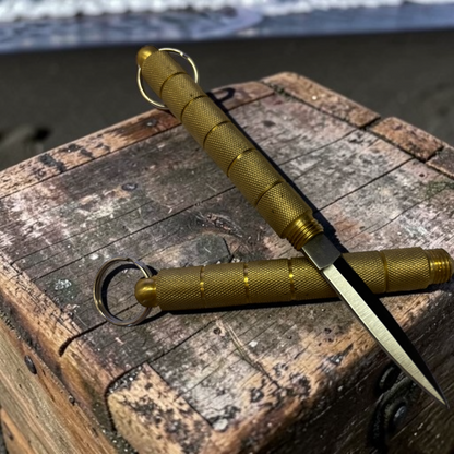 4435 - Set of Two Kubaton 4.5" w/ Knife Gold |86|