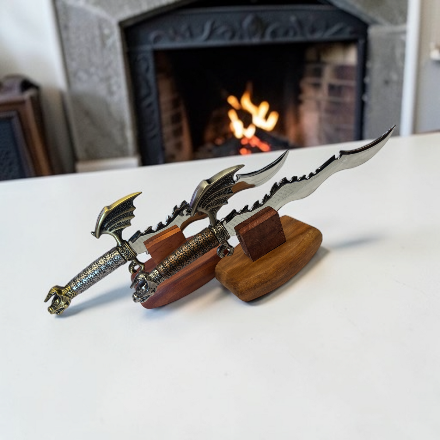 7106 - Set of 2 Assorted Flying Dragon Metal  Letter Openers |Store| |85|
