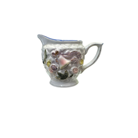 1301 - White Creamer Pitcher w/Bell & Flowers |4-24|