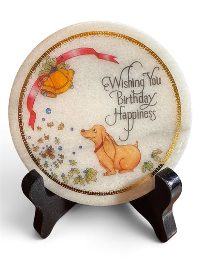 328 - Set of Two Marble Coaster "Wishing You Birthday Happiness" - |3-2|23-3|