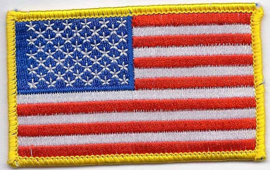 2877 - Gold American Flag Patch - |S-0|