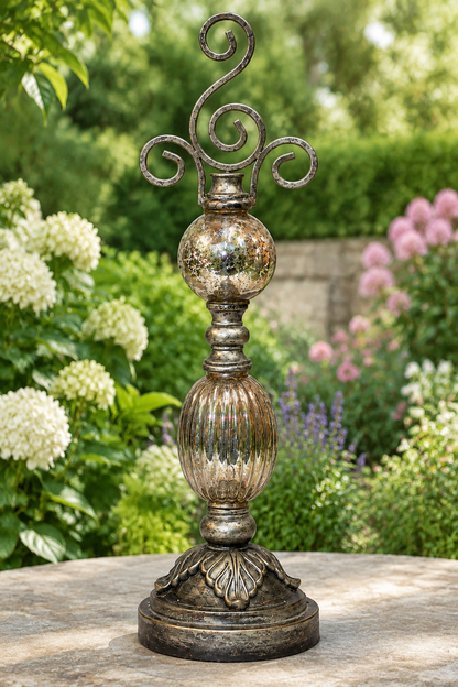 11450 - 18" Globe Table Ornament Metal And Glass |CC|