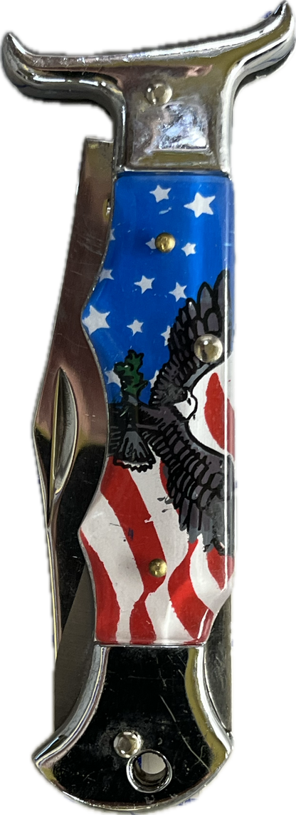 5556 - 9" Folding Knife Patriotic Eagle USA Flag - |101|