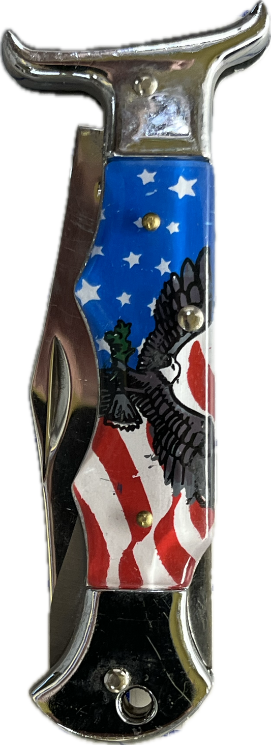 5556 - 9" Folding Knife Patriotic Eagle USA Flag - |101|