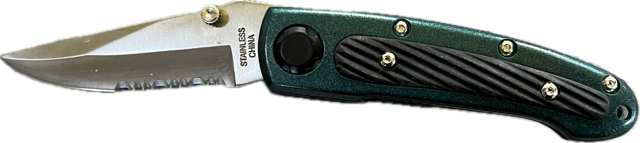 13596 - Pocket Knife Green 3" Blade (Super Knife LK-20150R-BK-4) - |101/Store|