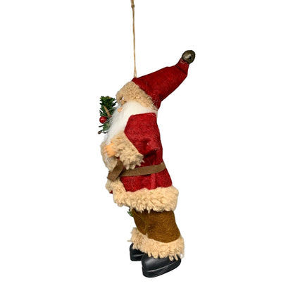 Martial Arts Supply Santa Claus ornament with red suit, brown pants, white beard, and a small Christmas tree.