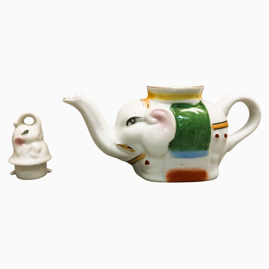 36681 - Vintage Chinese Porcelain Mother Elephant Tea Pot- 3-2 :CS -CHESSMAN