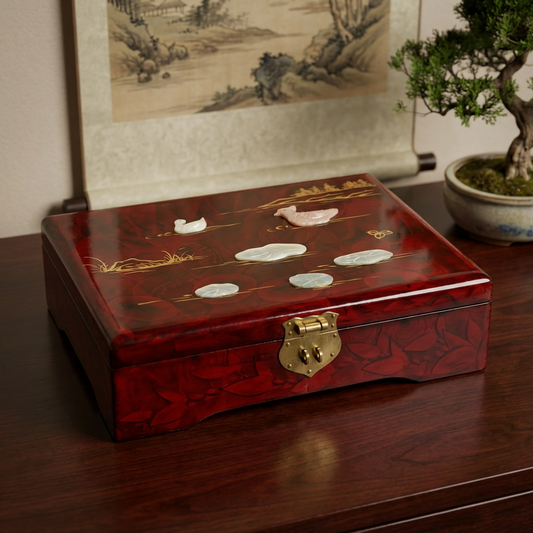 15858 - 7x9 Jewelry Box Mother of Pearl Ducks |20-18|