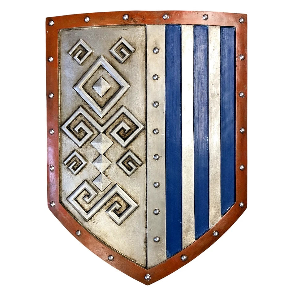 12582 - Exquisite Hand-Crafted Medieval Wooden Shield for Cosplay and LARP |Pod 3-32|